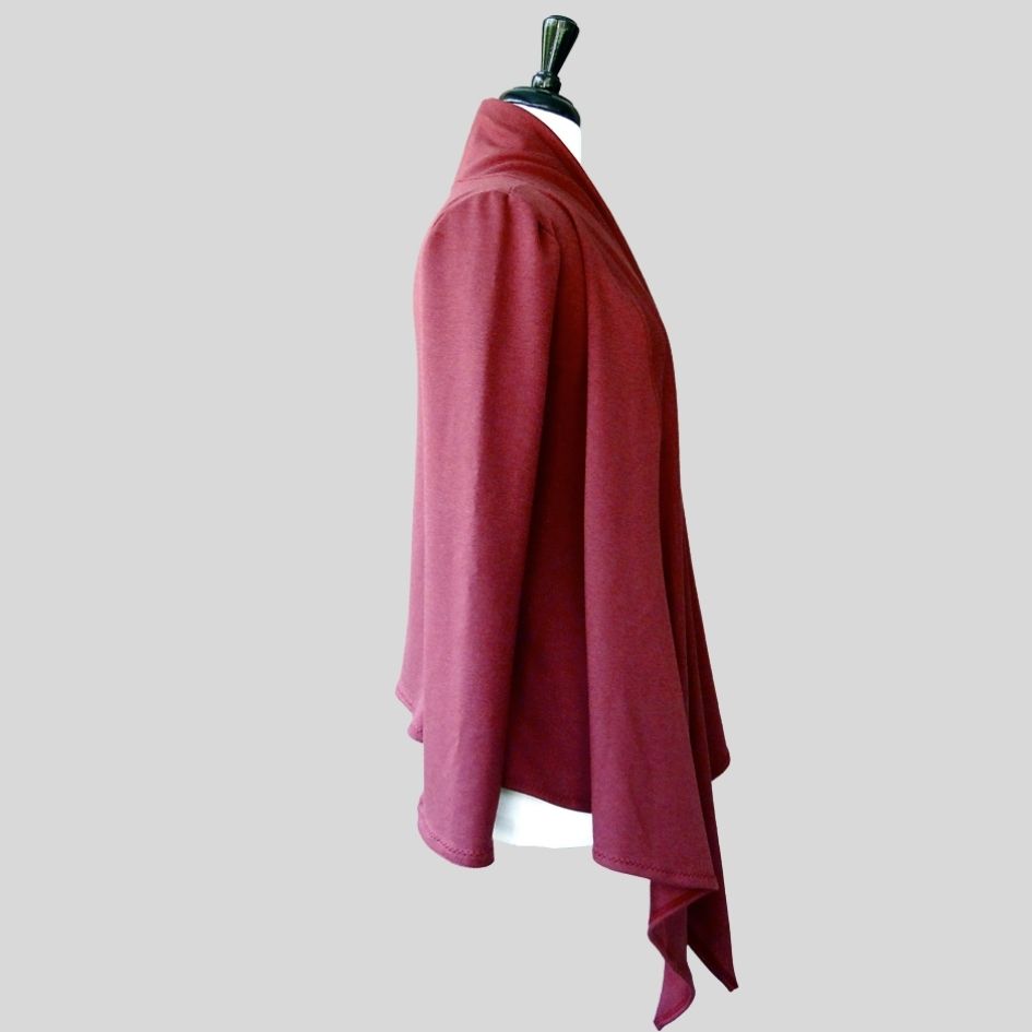 Buy organic wrap top in wine red | Summer cotton women's cardigan tops | Made in Canada organic cotton clothing for women | Econica