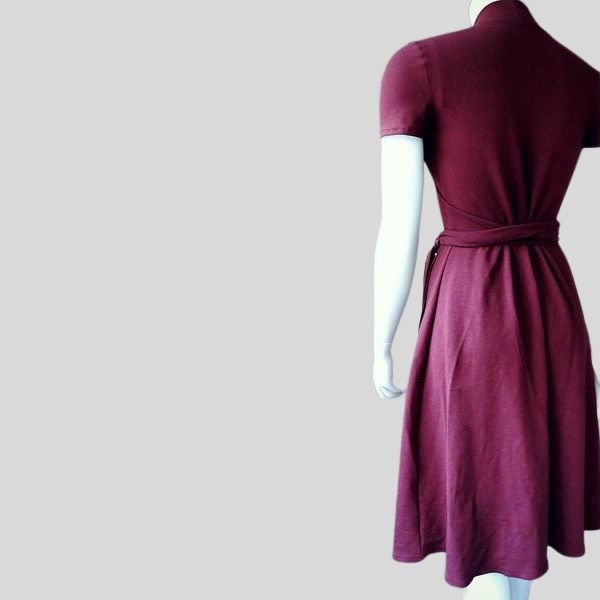 Cherry red Long wrap dress | Shop organic cotton wrap dresses from Canada | Econica 