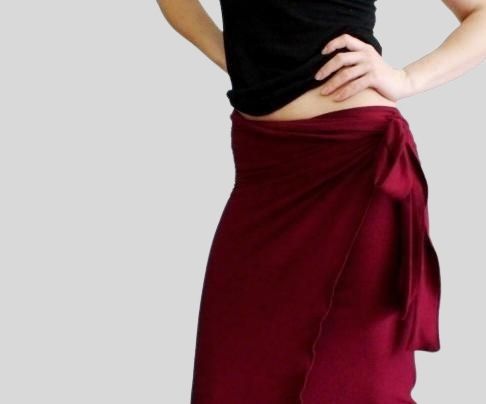 Red Long wrap skirt | Canada organic summer clothing | Shop maxi skirts for women