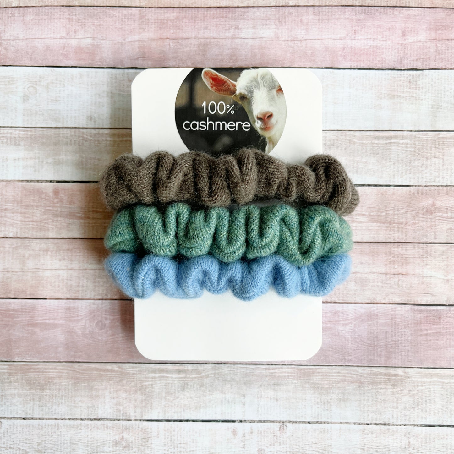 set of 3 scrunchies Canada | set of 3 made in Canada cashmere scrunchies in neutral colors