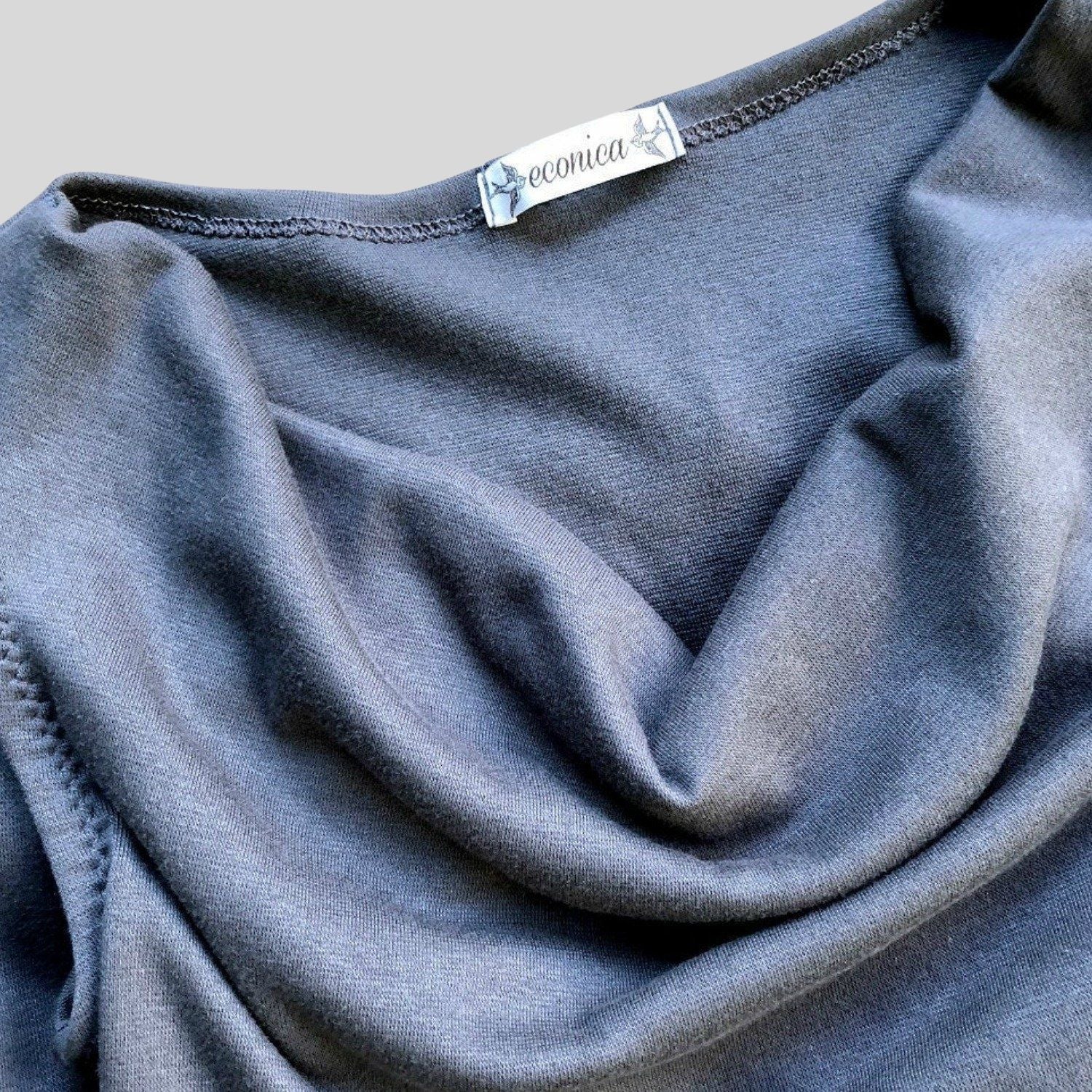 Grey organic cotton dress | Long sleeveless boatneck dress | Buy made in Canada organic cotton dresses