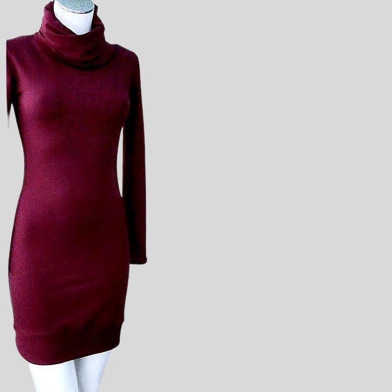 Wine red women's sweater dresses made in Canada | Organic cotton sweater dresses for women | Econica - organic women's clothing shop