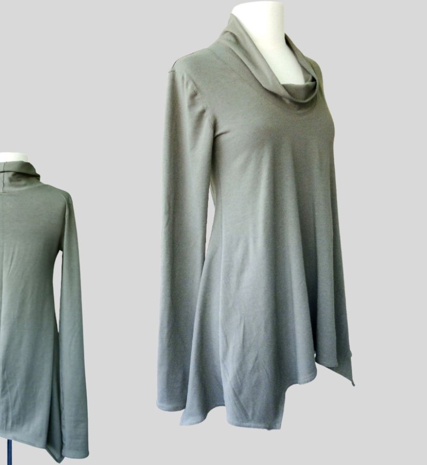 Cowl tunic top made in Canada | wool tunic top | Made in Canada organic women's shirts and tunics | Econica 