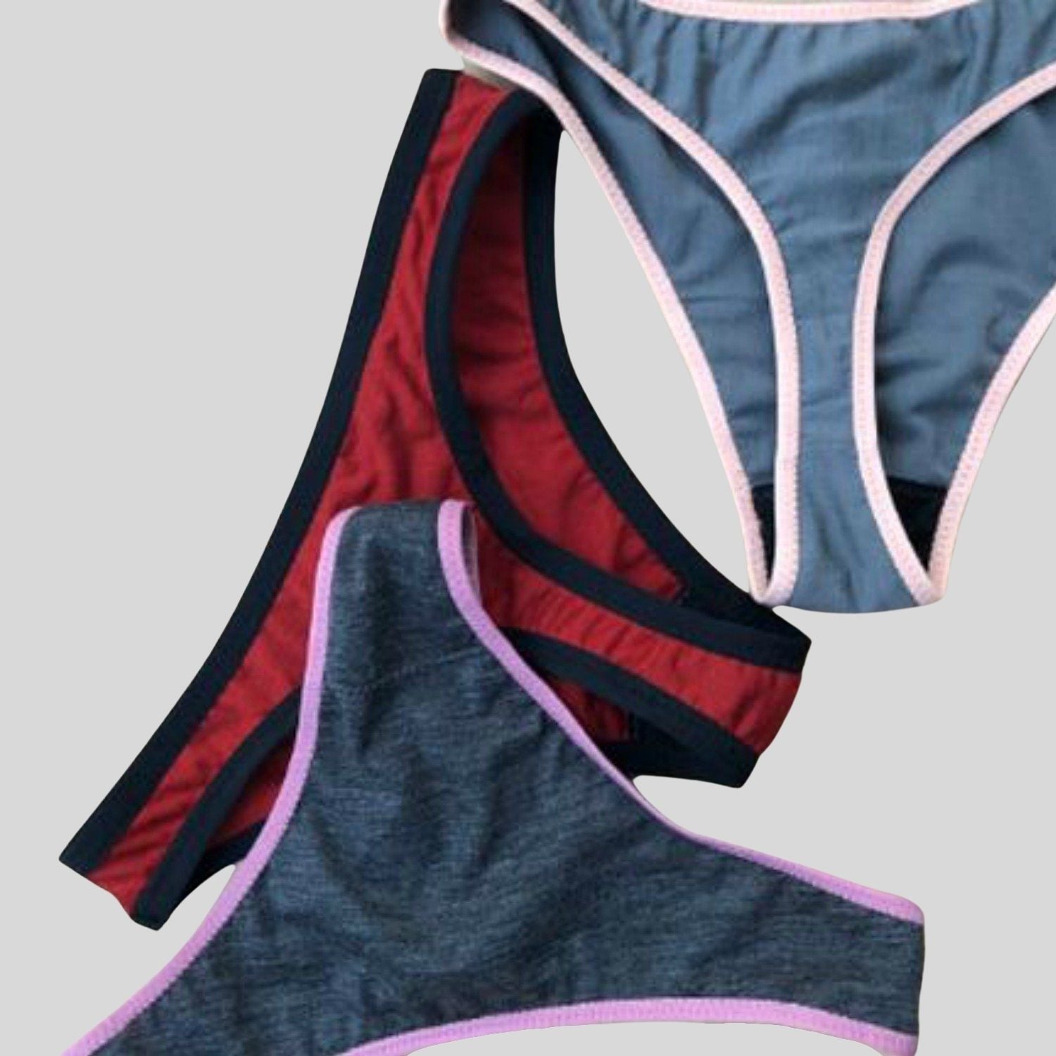 6 Womens Cotton Thongs Sport Underwear G String Dark Colors Panties Plus  Size 2X